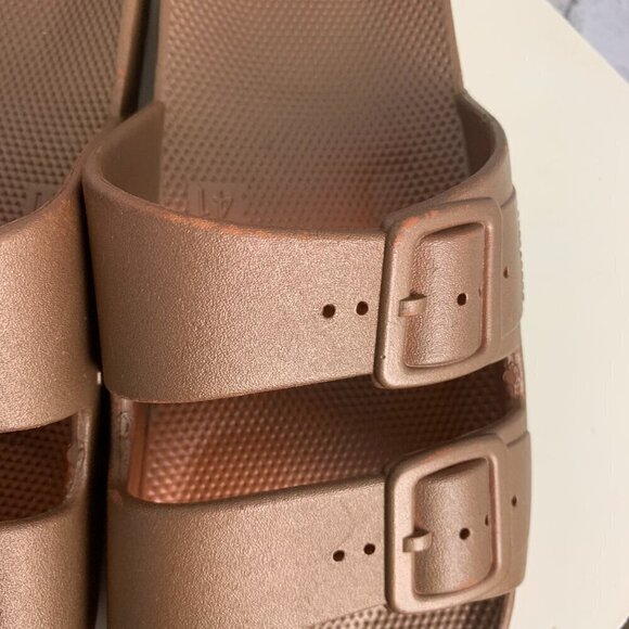 Freedom Moses Two-Band Slide Copper Slip On Sandals - Picture 9 of 10